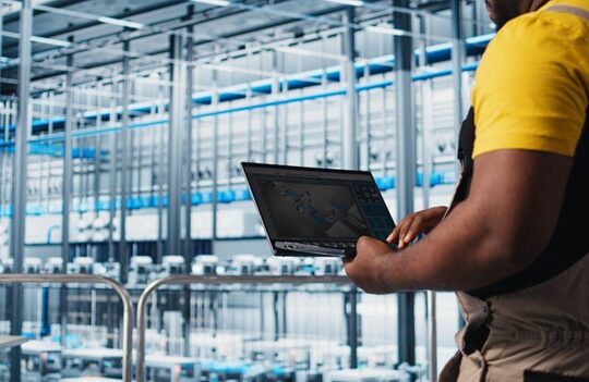 Automated warehouse with integrated safety and efficiency technologies
